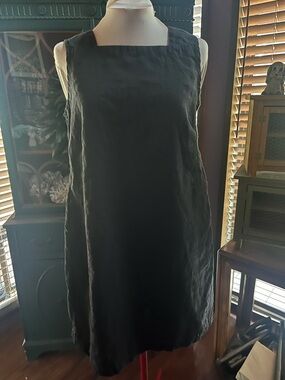 Flax Design Black Sleeveless Linen Mini Dress medium